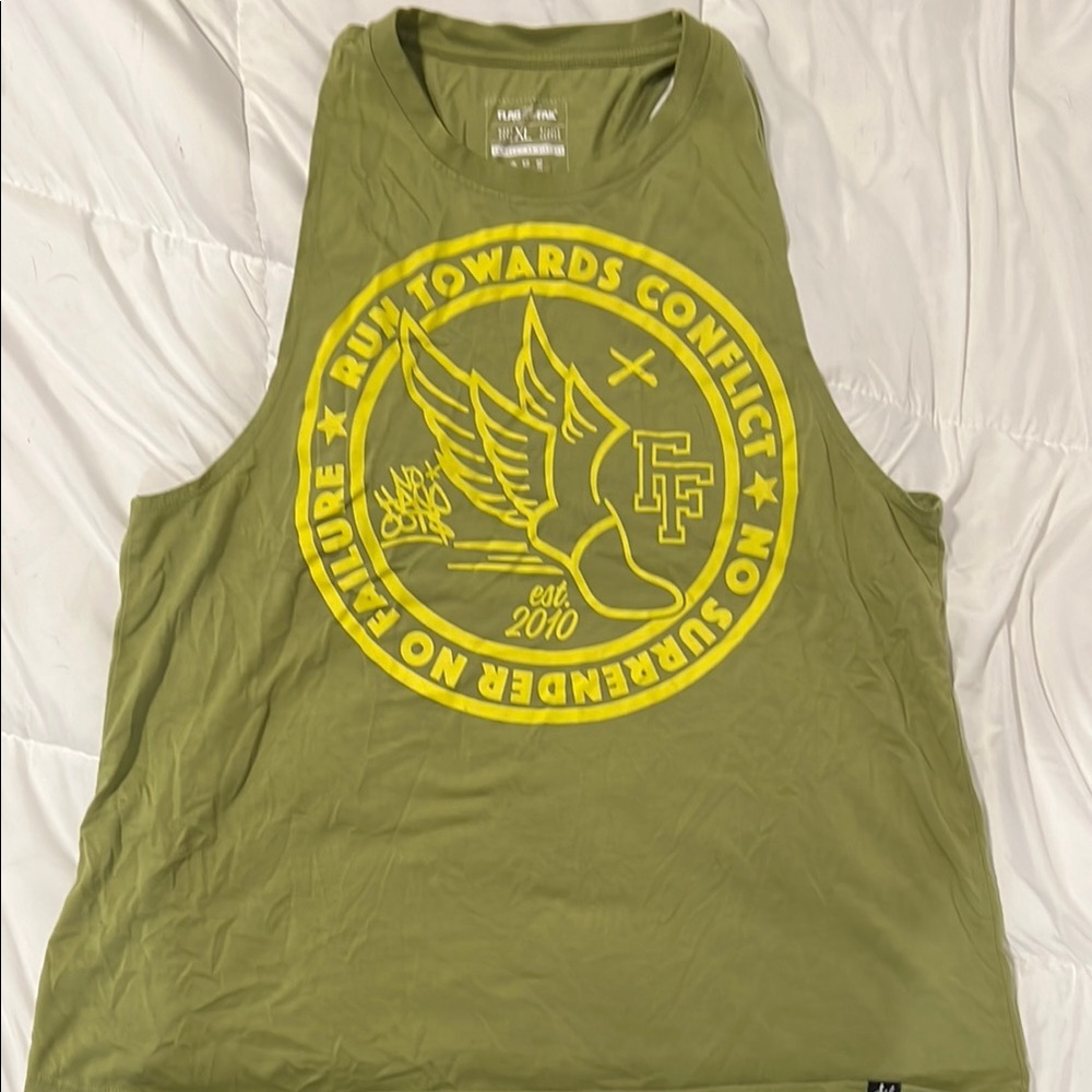 Flag Nor Fail Olive Green Racer Back Tank - Women’s XL